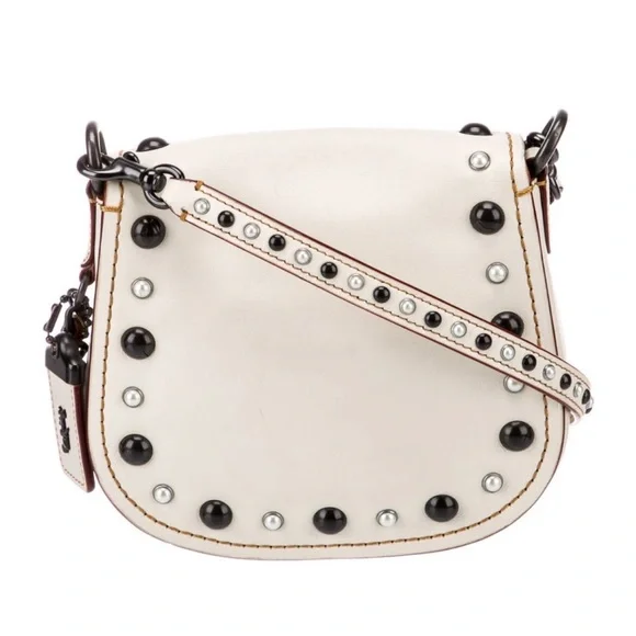 COACH Western Embroidery Turnlock Saddle Bag 17 In Glovetanned Leather - Picture 3 of 7